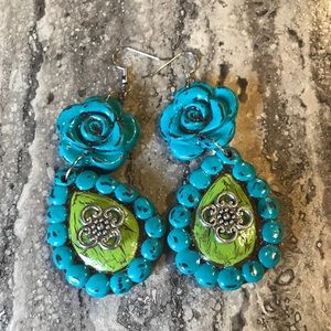 Blue flower earrings